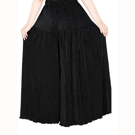 Extra Comfort Pleated Fabric Skirt Palazzo - Black