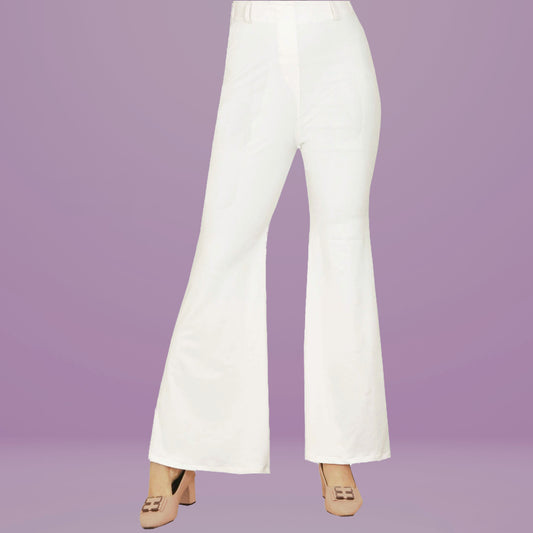 High Quality Basic Bell-Bottom Pant - White