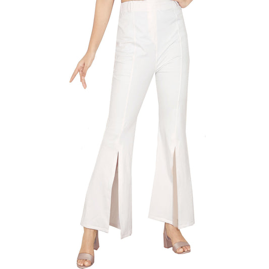 Front Slit Bell-Bottom Pant - White