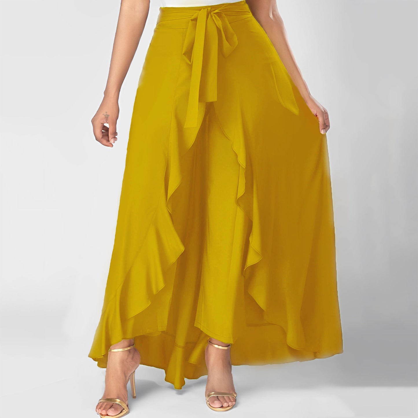 Ruffle Skirt Palazzo - Yellow