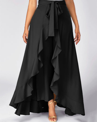 Ruffle Skirt Palazzo - Black