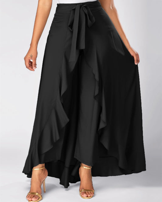 Ruffle Skirt Palazzo - Black