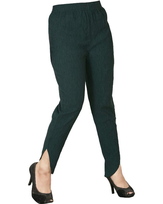 Ribbed U-Cut Pant - Dark Green