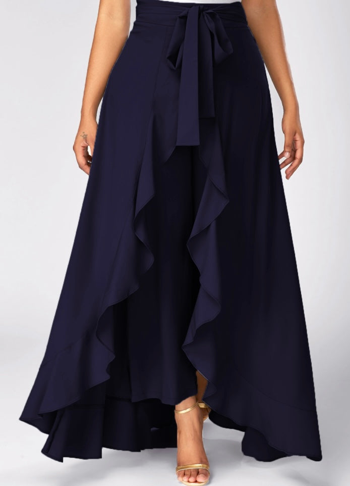 Ruffle Skirt Palazzo - Navy