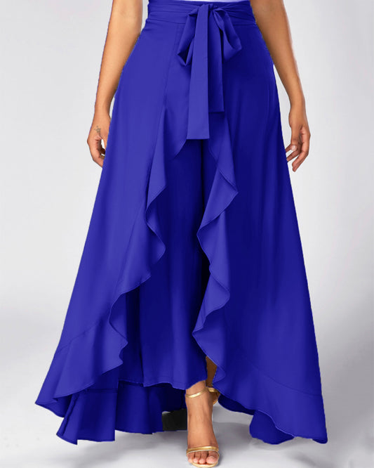 Ruffle Skirt Palazzo - Royal Blue